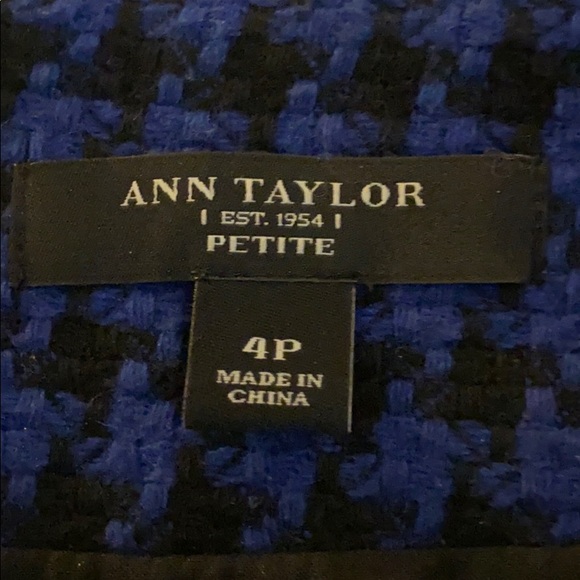 Ann Taylor petite houndstooth blue wool twill - Picture 11 of 13
